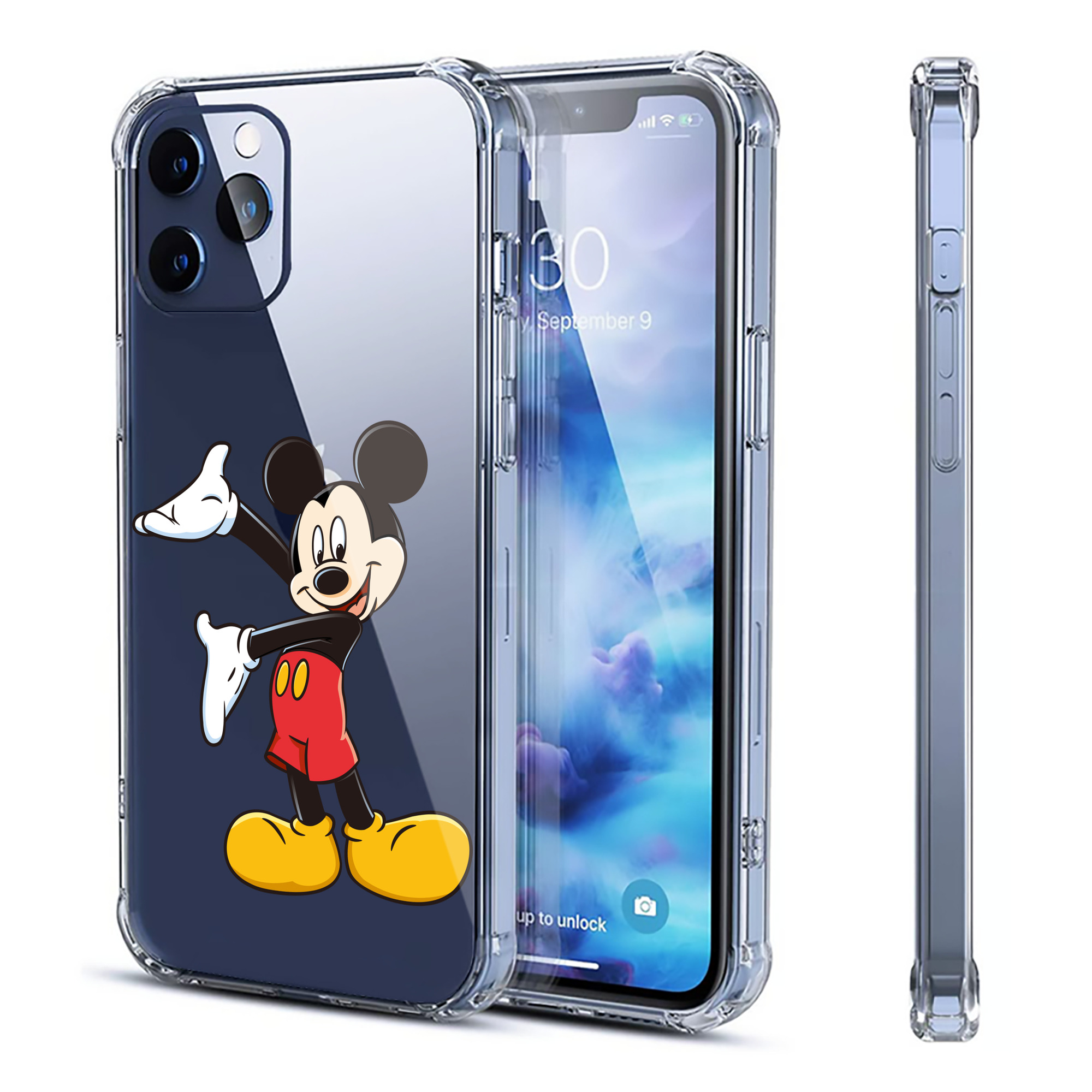 （画像用） ミッキーマウス Mickey Mouse 【iPhone 12シリーズ対応】透明スマホケース（クリアソフトケース）